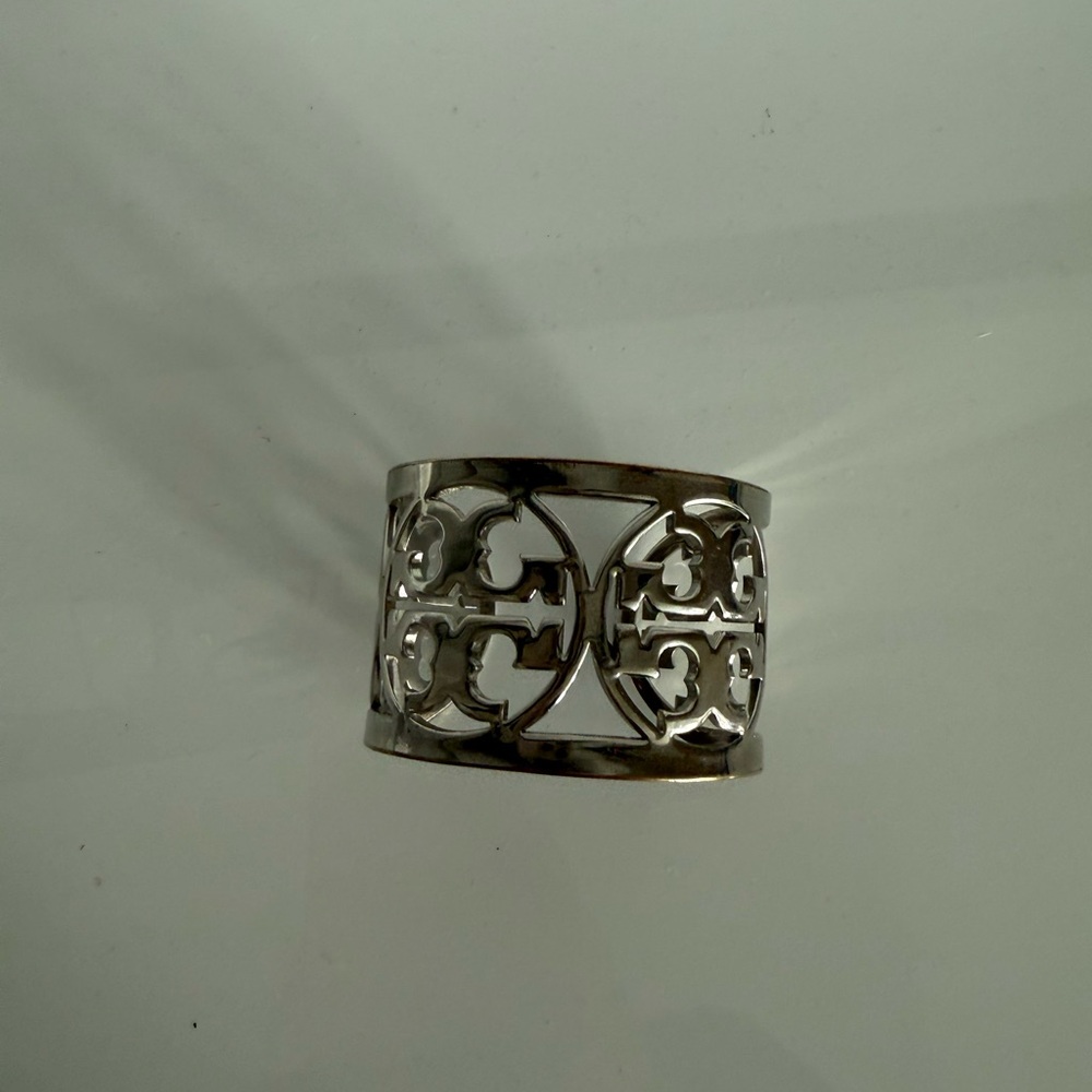 Tory Burch Silver Logo Cuff Bracelet